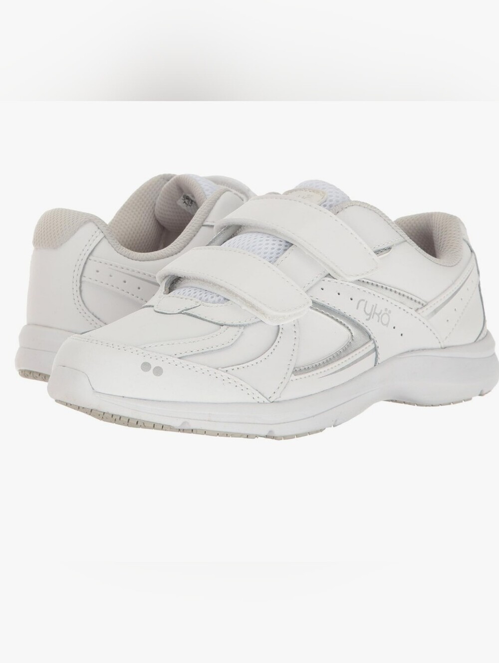Ryka White Sneakers with Light Gray Accents - Velcro Closure
